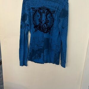Affliction Blue Graphic Long Sleeve Shirt